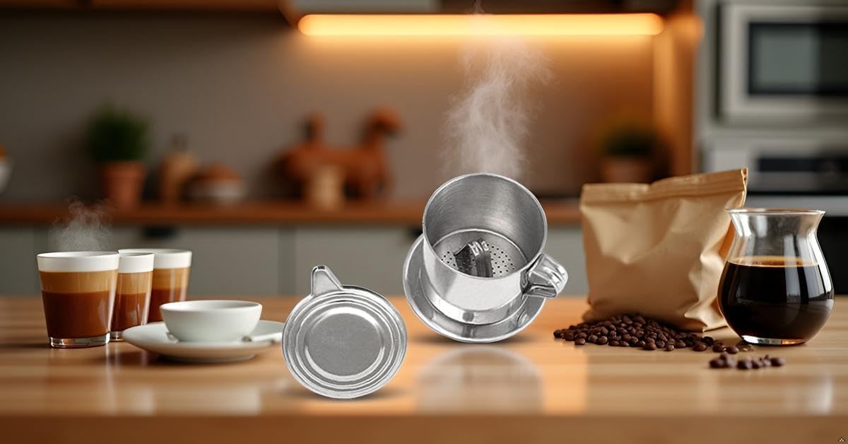 Photo 1 of 1 Set Vietnamese Coffee Filter, Reusable Filters, Stainless Steel Coffee Pot Drip Infuse Cup Brewing Teapot, No Need Paper Drip Coffee Pot Machine Filte