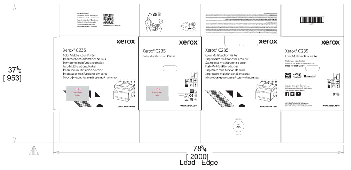 Xerox C235dni A4 22ppm Couleur Imprimante Multifonction Laser Sans Fil avec Impression Recto-Verso - Copie/Impression/Scanner/Fax - Ecran tactile Couleur