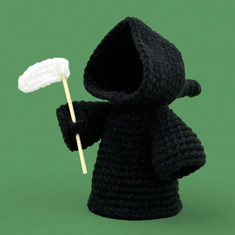 RunFar shop Handgemate Halloween Crochet Grim Reaper Ghost Crochet Halloween Decorations Emotional Support Handmade Gift Friends Girlfriend