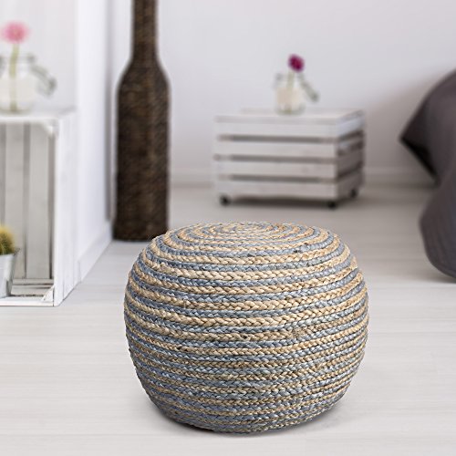 L.R. Resources Corcovado Au Naturel Braided Pouf Ottoman, 14" x 20", Natural L.R. Resources Corcovado Au Naturel Braided Pouf Ottoman, 14" x 20", Natural