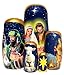 Great Russian Gifts Nativity Nesting Dolls Handmade Hand Painted 5 Piece Wooden Nesting Stacking Doll 5.75 inches Tall