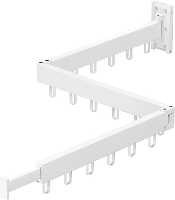 ZdwCyl Clothes Drying Rack,Laundry Drying Rack Wall Mount, Space Saver Wall Mounted Clothes Rack,Retractable,Collapsible(Tri-Fold), White Color Drying Rack Clothing(Ring)