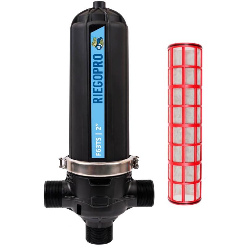 RIEGOPRO Filtro de Malla Profesional con Cierre de Brida Metálico. Disponible en 2' y 3'. Ofrece múltiples Grados de filtración, Alta eficiencia y Beneficios de Ahorro de Agua (3')