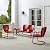 Crosley Furniture Ridgeland 4-Piece Retro Metal Outdoor Loveseat Glider Patio Furniture Set for Porch, Deck, Bright Red Gloss