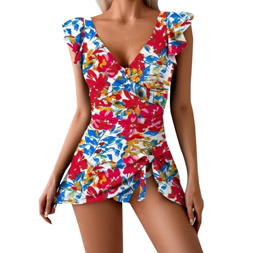 Tummy Control Swimsuit for Women Instagram Photos Summer Festival Brazilian Cut Retro Polka Dot Tall Women Long Torso Swimsuit Plus Size Swim Dress Red