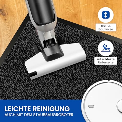 Gentle North Hochwertige Fußmatte grau-schwarz 60x90 groß für Innen & Außen - Schmutzfangmatte rutschfest, waschbar & wetterfest - Fussmatte für Eingangsbereich & Aussenbereich - Läufer Flur dünn