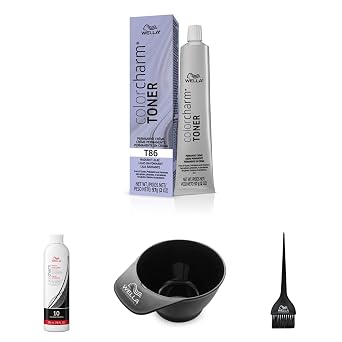 WELLA colorcharm Hair Dye & Coloring Kit, T86 Creme Toner + 10 Vol Cream Developer with Color Mixing Brush & Bowl for Mixing and Application, Great For Professional or At Home DIY Use, 4PC Set