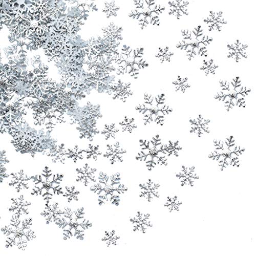750pcs Snowflakes Confetti for Frozen Birthday Party Decorations Silver Snowflake Table Confetti for Winter Wonderland Snowflakes Embellishments for DIY Crafts 3 Sizes