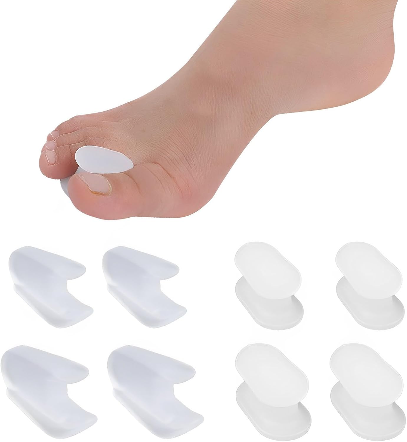 8 pcs Gel Toe Separators, Toe Separator, Toe Spacers, Toe Straighteners for Big Toe Soft