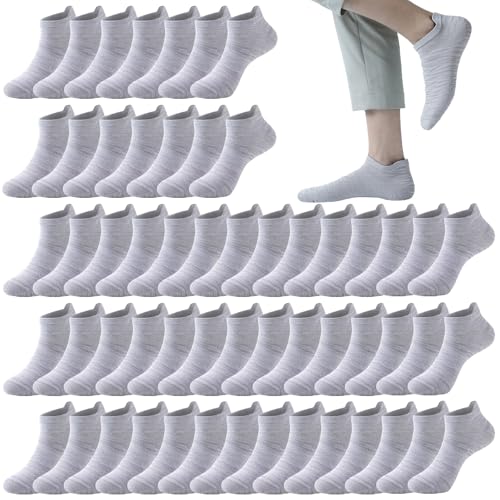 Looknniy 20 Pairs Athletic Ankle Socks for Men Breathable Low Cut Running Socks Cushioned Moisture Wicking for Sport Traveling (US, Alpha, One Size, Regular, Regular, 20Pairs-Gray(MA))