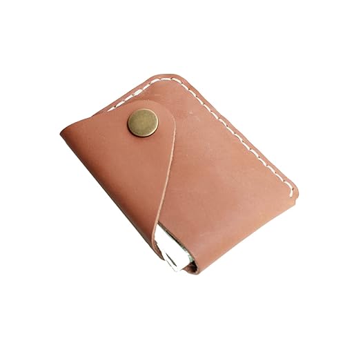 Miniatura 5 de Handmade Minimalist reclaimed leather Card Case Wallet Simple Thin and Large Capacity Front Pocket Card Holder (Light Brown)