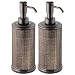 mDesign Round Metal Refillable Liquid Hand Soap Dispenser Pump Bottle for Kitchen, Bathroom | Also Can be Used for Hand Sanitizer & Essential Oils - Woven Accent, 2 Pack - Bronze