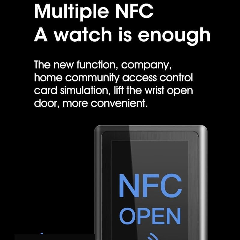 Smartwatch screen displaying 'NFC OPEN' with a signal icon