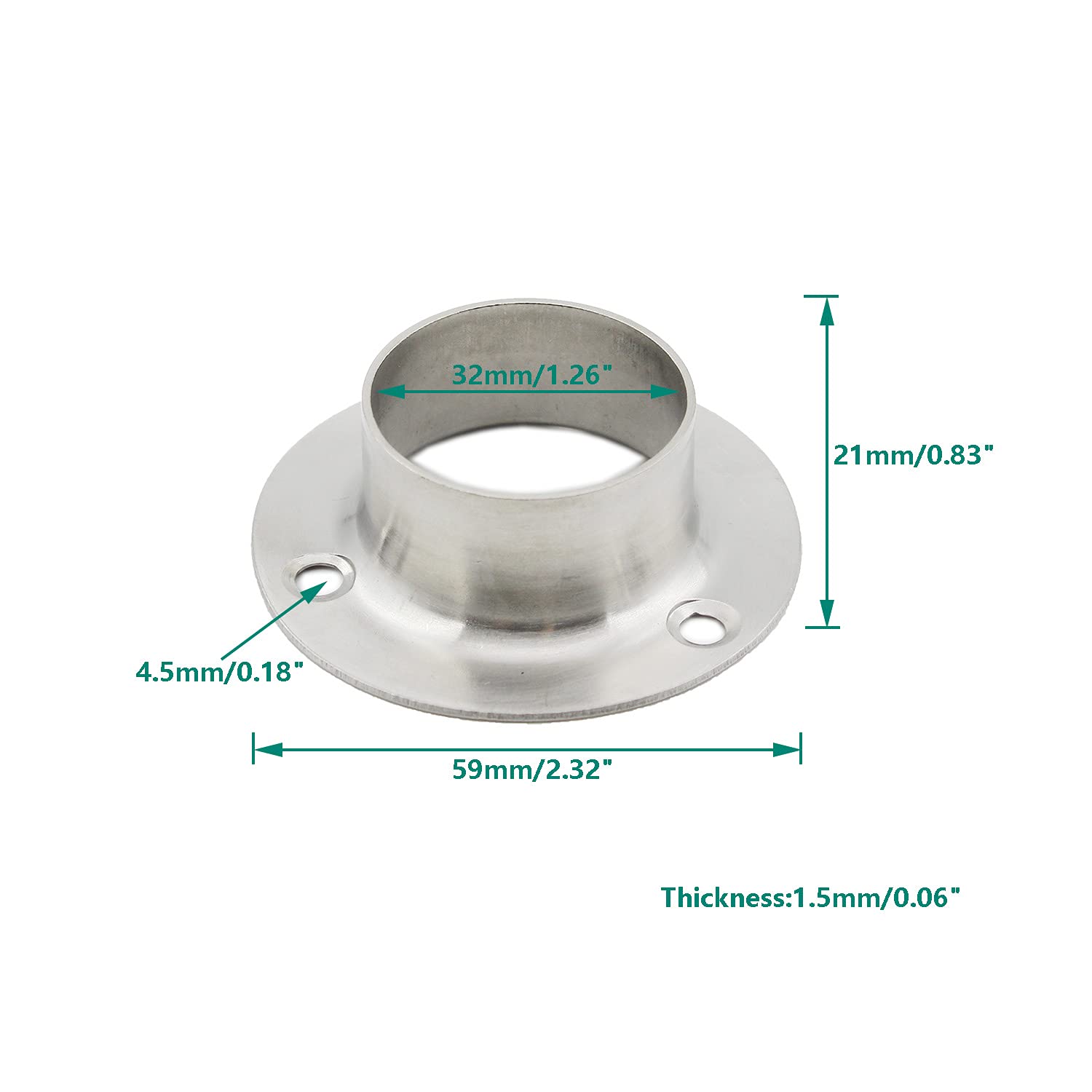 Duschvorhangstangen-Halter – 4 Stück, Edelstahl, Für 32 Mm Rohre, Inkl. Schrauben & Dübeln