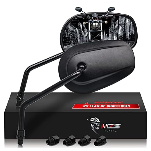 MZS Black ​Motorcycle Mirrors 10MM, Heavy Duty Aluminum Universal Motorbike Rear View Side Mirror Adjustable Compatible with Street Naked Bike Touring Cruiser Chopper