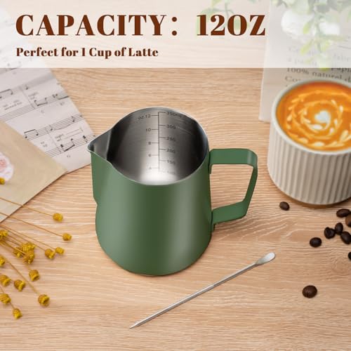 image for Amrules Milk Frothing Pitcher, 12 oz Milk Frother Cup with Clear Scale