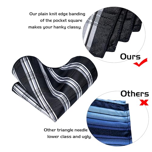 Image of 5PCS Mens Silk Tie, Pocket Square, Cufflinks, Drilled Tie Ring and Lapel Pin Set for Wedding Groom Party