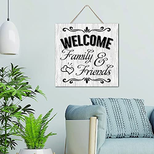 Plaque décorative en bois Welcome Family & Friends pour le foyer