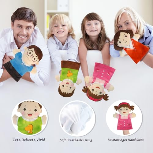 6 Pcs Family Hand Puppets for Kids 9.8 Inch Family Members Puppet Set Mom, Dad, Grandparents, Brother, Sister Soft Plush Hand Puppet Theater Plush Toys for Toddlers Ages 1-3, 4-8 Story Role Play - Thumbnail 3