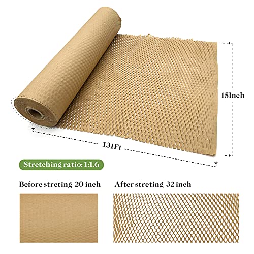 honeycomb packing paper 1534 x 13139 packing paper substitute alternative for bubble cushioning wrap for moving shipping packaging recyclable moving supplies bubble packing wrap protective roll
