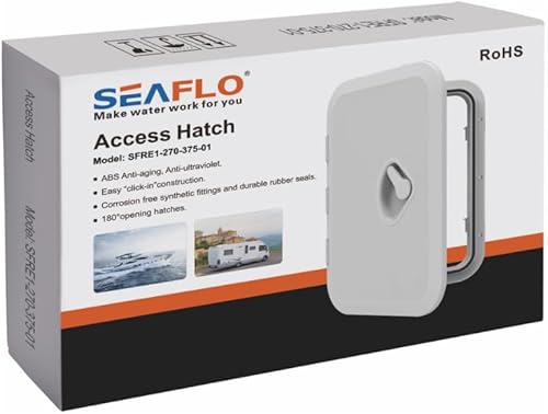 Miniatura 6 de SEAFLO Escotilla de acceso rectangular para cubierta de barco marino - Blanco/Negro, con cerradura y llave/Regular