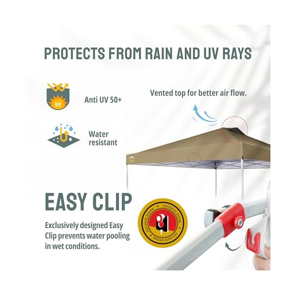   CROWN-SHADES-12x12-Pop-Up-Canopy-Outside-Canopy-Patented-One-Push-Tent-Canopy-with-Wheeled-Carry-Bag-Bonus-8-Stakes-and-4-Ropes-Beige