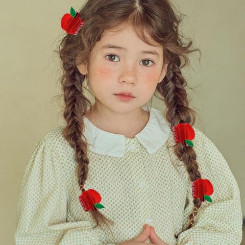 4 pinzas para el cabello con diseño de manzana roja miniatura 4