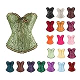 Generisch Corsé para mujer, talla grande, color negro y blanco, moldeador gótico, vintage, corpiño, corpiño, corsé para Halloween, carnaval, Verde#004, XL