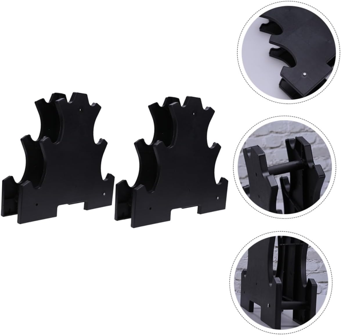 Kisangel 2pcs Dumbbell Rack Stand Storage Holder for Dumbbells Durable Plastic Tree Stand Black for Home Gym Organization and Space Saving