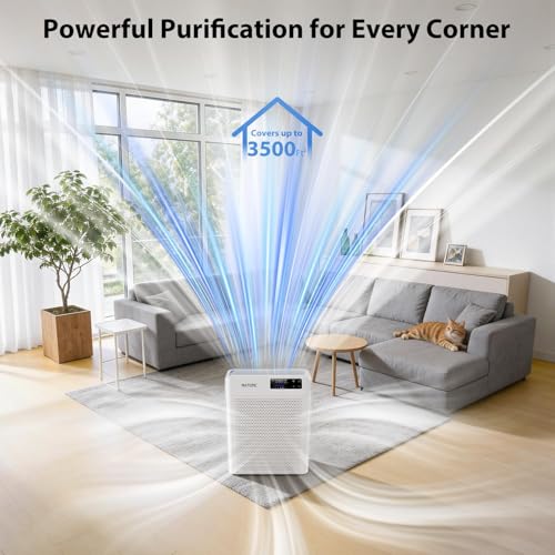 Image of Air Purifier for Home Large Rooms, HEPA Air Purifier with Smart WiFi APP Control,Covers Up to 3500 ft,AQI Display, Ultra-Quiet Sleep Mode & Auto Mode, Air Cleaner for Pet Hair Dust Pollen Odors