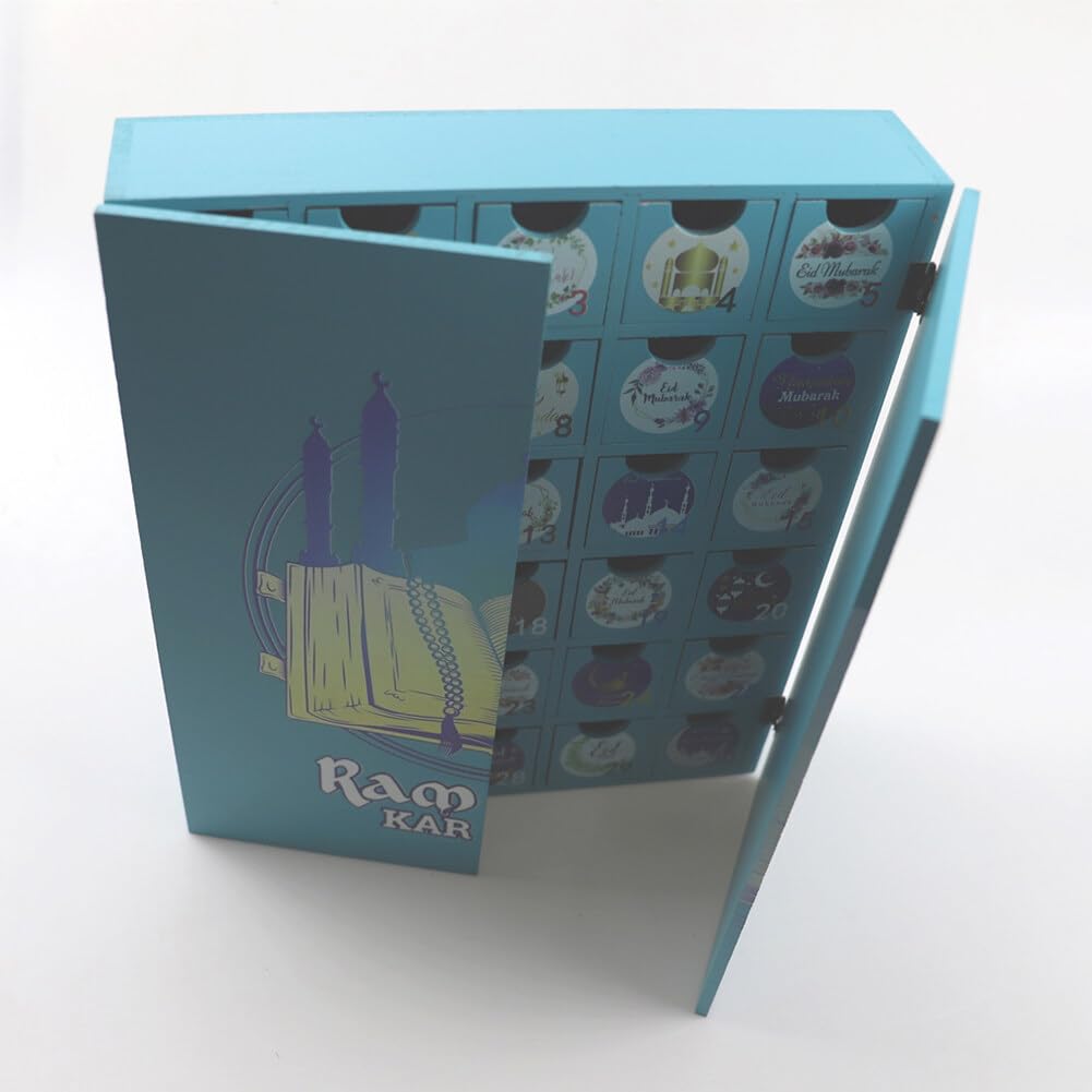 LICHENGTAI Calendario Ramadan 2024 Calendario Dell'Avvento Fai Da Te Legno Calendario Dell'Avvento Riutilizzabile Calandre Conto Alla Rovescia Ramadan per Bambini, Ramadan e Eid Decor