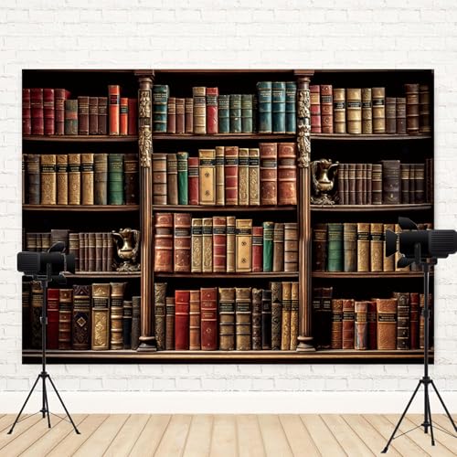Fondo fotográfico vinilo 7x5ft temática librería vintage miniatura 4
