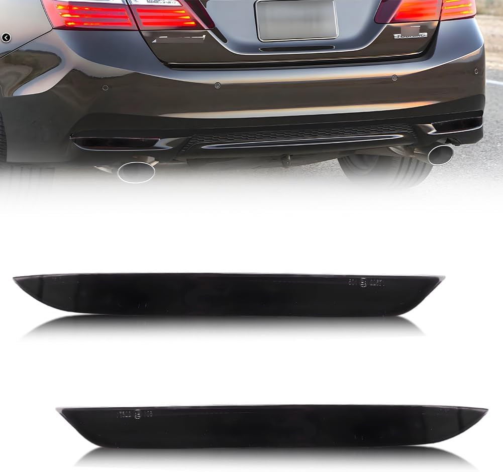 Rear Bumper Reflector Compatible with Hon-da Accord 2016-2017, [DOT] [IP67 Waterproof] Rear Bumper Reflector Housing [No Bulbs], Replace OEM #33505T2AA11, 33555T2AA11, 2 PCS, Smoked Lens