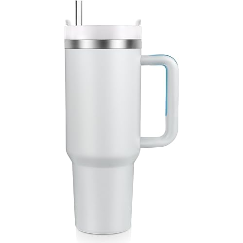 New Version 40oz Stainless Steel Vacuum Insulated Tumbler with Lid and Straw for Water, Smoothie and More, Iced Tea or Coffee (Fog)