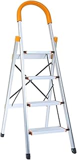 4 Step - Step Ladder Aluminum Lightweight Folding Anti-Slip Stepladders with Rubber Hand Grip 150kg Capacity for Home and DIY
