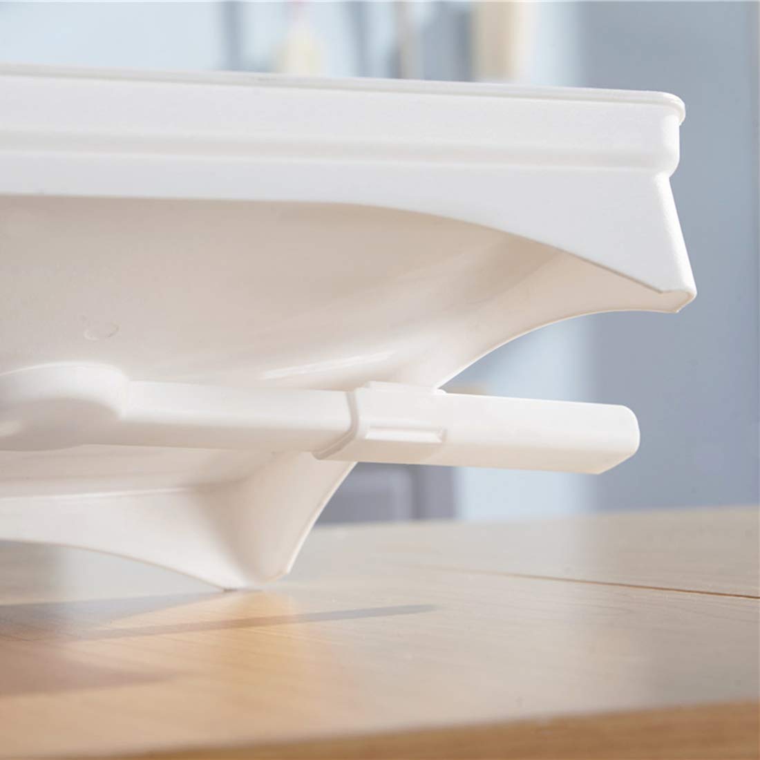 Escurridor de platos de 2 niveles, estante de secado de acero inoxidable y plástico con bandeja de goteo, escurridor de platos mediano blanco por Dish Rack.