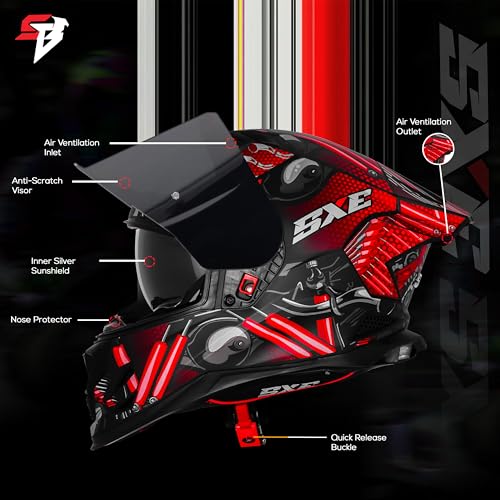 Image of Steelbird SBH-61 SXE X2 Pinlock ISI and Dot Certified Full Face Helmet for Men and with Inner Silver Sunshield