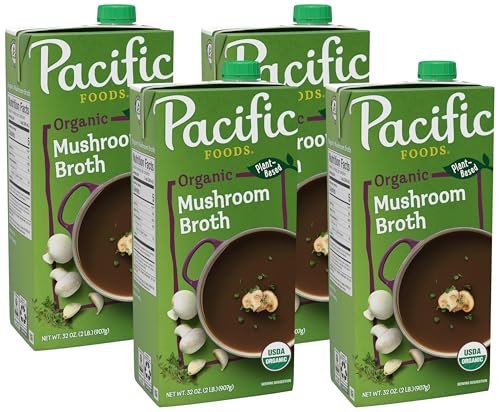 Pacific Foods Organic Mushroom Broth, 32 oz Carton (Pack of 4)