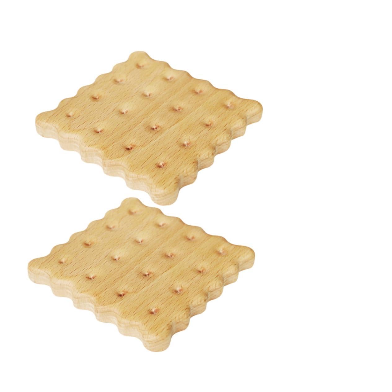 Posavasos de Forma de Galleta de Haya, 2 Piezas para Tazas