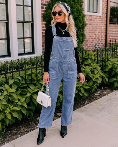Utyful Denim Overalls for Women Straight Wide Leg Boyfriend Jean Jumpsuit - image 7