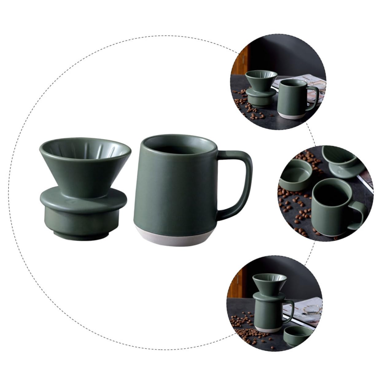DOITOOL Taza de Filtro de Cerámica para Café Función de Filtrado Fino, Diseño Sencillo y Materiales Duraderos, Adecuado para Uso Práctico Hogar