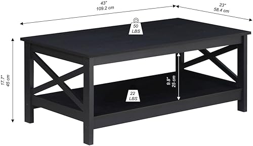 Miniatura 3 de Saint Birch Lambert Modern Farmhouse - Mesa de centro de roble negro