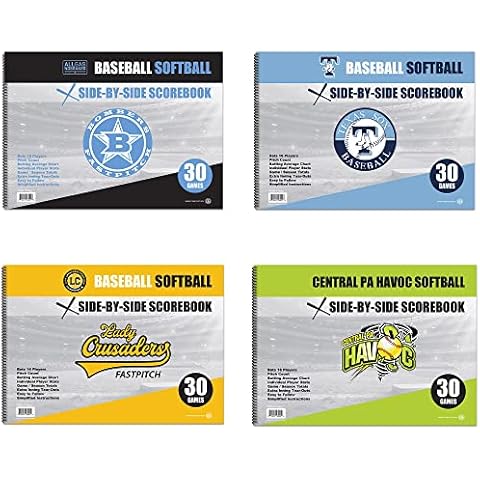 Score It Right - Customized Side by Side Baseball/Softball Scorebook – Premium Score Keeping Book – 16 Player - 30 Game Scorebook with Pitch Count, Individual Player Stats, Batting Average Chart… Cover