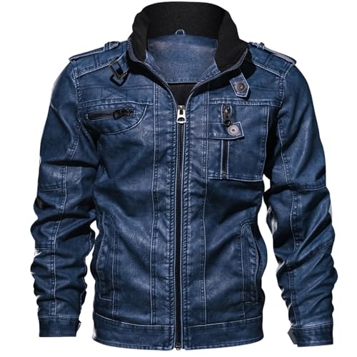 Chaqueta hombre estilo motero acolchada en cuero sintético