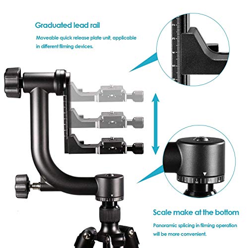 Image of Professional Heavy Duty Metal 360 Degree Panoramic Gimbal Tripod Head with Arca-Swiss Standard 1 /4'' Quick Release Plate and Bubble Level for Digital SLR Cameras up to 30lbs /13.6kg
