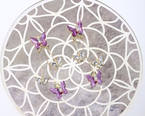 Butterfly Earrings 1 Pair Crystal Long Tassel Butterfly Dangle Drop Earrings Jewelry Set for Women2