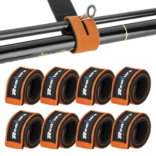 Realure 8 Pcs Fishing Rod Straps Adjustable Neoprene Ties Straps Elastic Fishing Rod Belt Ties for Fixed Fishing Rods Gear Strap Spinning Rod Sea Rod Feeder Rod Carp Rod Wrap Protectors