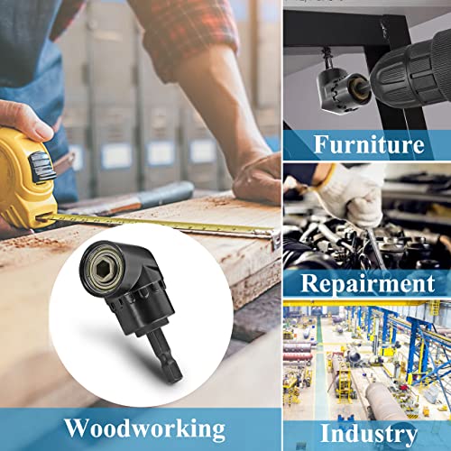 Jamiikury 105 Degree Right Angle Driver, Power Screwdriver Drill Extension Attachment Adapter With 1/4" Hex Magnetic Bit Socket And 1/4" Hex Quick Change Drive - Pack Of 1, Black #TOP6