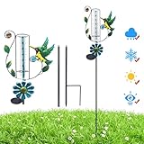 Rain Gauge Outdoor, 7' Freeze-Proof Rain Gauges with Solar Lights, Upgrade Water Rain Meter, Large Clear Numbers and Adjustable Height Rain Measuring Tool for Garden, Lawn, Patio, and Farm Use