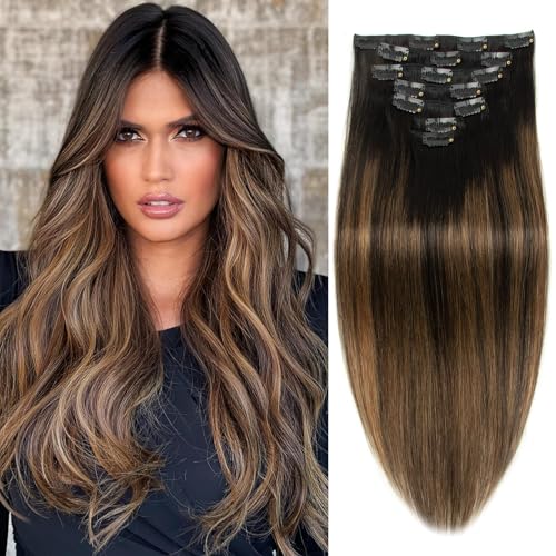 Clip in Hair Extensions Real Human Hair for Women 7 Pcs 120g Double Weft